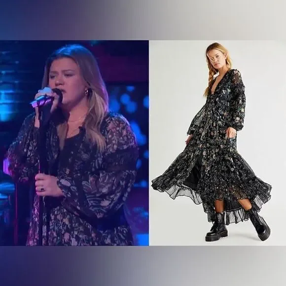 Free People Cassis Printed Chiffon Midi Dress - Picture 7 of 14